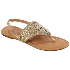 Womens Fifth & Luxe Shimmer Cut-Out Flip Flop Sandals