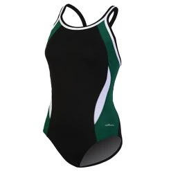 Swimsuits Womens Dolfin® Color Block DBX One Piece Swimsuit-Black/Forest