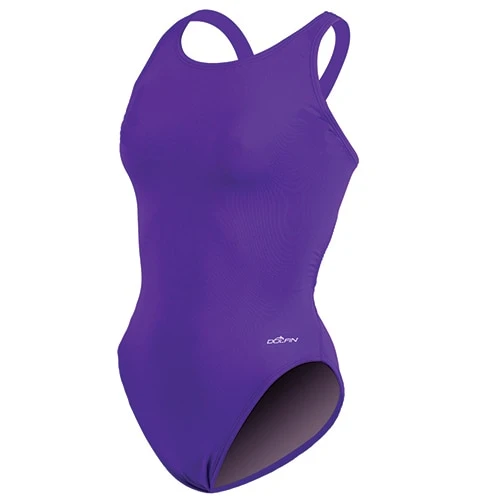 Swimsuits Womens Dolfin® Team Solid HP Back One Piece Swimsuit - Purple 3 Swimsuits Womens Dolfin® Team Solid HP Back One Piece Swimsuit - Purple