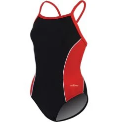 Swimsuits Womens Dolfin® Team Panel V2 Back One Piece Swimsuit - Black/Red