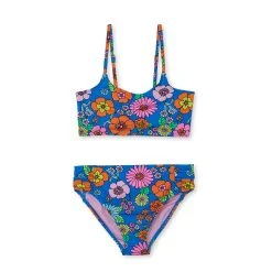 Swimsuits Girls (7-16) Angel Beach 2pc. Hyper Floral Swim Set With Ruching