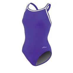 Swimsuits Womens Dolfin® Team Solid DBX Back One Piece Swimsuit - Purple