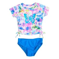 Swimsuits Toddler Girl Limited Too Butterfly Watercolor Rash Guard Swim Set
