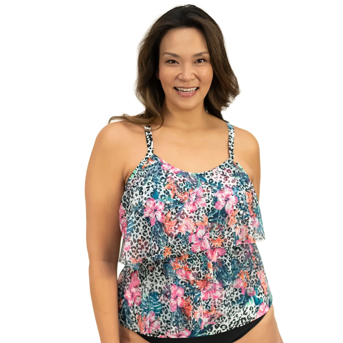 Swimsuits Plus Size Del Raya Roaring Tropics 3 Tier Tankini Swim Top 3 Swimsuits Plus Size Del Raya Roaring Tropics 3 Tier Tankini Swim Top