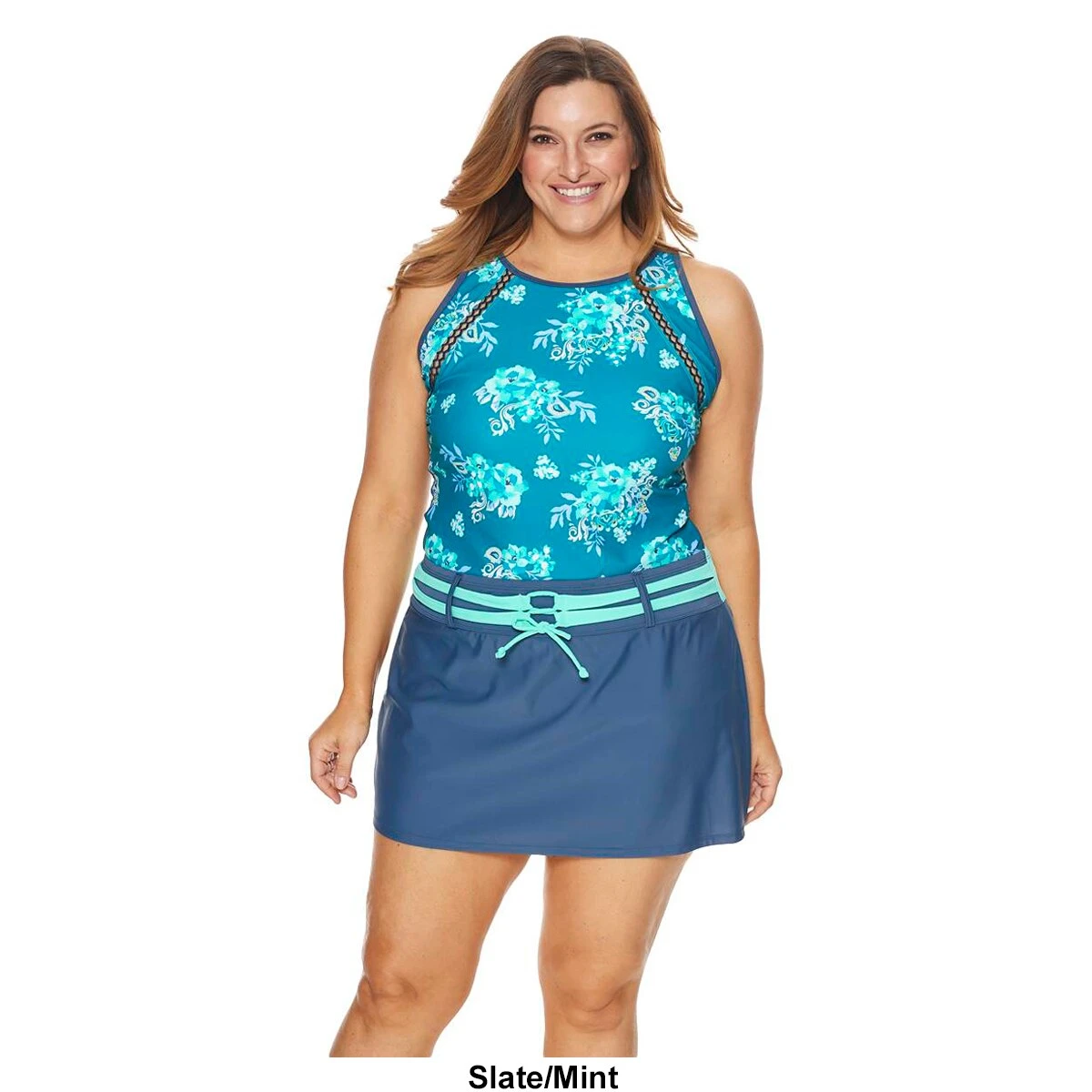 Swimsuits Plus Size Free Country Belted Swim Skirt With Contrast Brief 5 Swimsuits Plus Size Free Country Belted Swim Skirt With Contrast Brief - Image 3