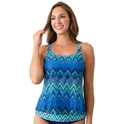 Swimsuits Womens Del Raya Coastal Cascades Mesh Overlay Tankini