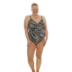Swimsuits Plus Size Calypso Cove Front Tie One Piece Swimsuit