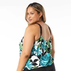 Swimsuits Plus Size Beach House Sarah Side Tie Blouson Tankini Swim Top -Franco Sarto shop 4958f68a 5cdd 4734 b70e d5e4336db89c