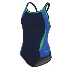Swimsuits Womens Dolfin® Color Block DBX Back One Piece Swimsuit-Navy Multi