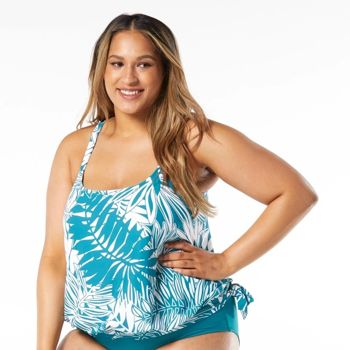 Swimsuits Plus Size Beach House Sarah Palm Leaf Side Tie Blouson Swim Top 3 Swimsuits Plus Size Beach House Sarah Palm Leaf Side Tie Blouson Swim Top