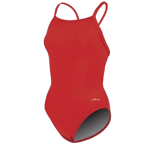 Swimsuits Womens Dolfin® Team Solid V2 Back One Piece Swimsuit - Red 3 Swimsuits Womens Dolfin® Team Solid V2 Back One Piece Swimsuit - Red
