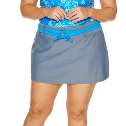 Swimsuits Plus Size Free Country Belted Swim Skirt With Contrast Brief