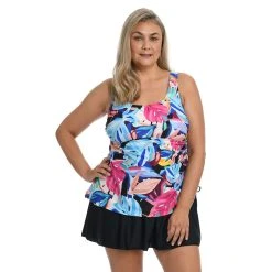 Swimsuits Plus Size Maxine Party Palm Adjustable Tank Swimdress