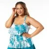 Swimsuits Plus Size Beach House Jane Abstract Palm Ruffle Tankini Swim Top -Franco Sarto shop a284319b 1558 4484 b615 b51581a4231b
