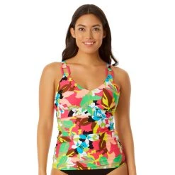 Swimsuits Womens Anne Cole Easy Cabana Party Ring Tri Tankini Swim Top