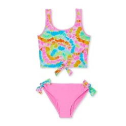 Swimsuits Girls (7-16) Angel Beach Rainbow Tie Front Tankini Swim Set
