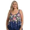 Swimsuits Plus Size Maxine Border Palms Over The Shoulder Flutter Tankini -Franco Sarto shop bae466cb a4d7 4b0d af1c f151f255631b