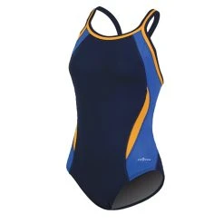 Swimsuits Womens Dolfin® Color Block DBX Back One Piece Swimsuit-Navy/Multi