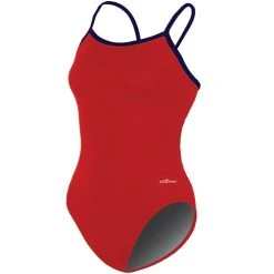 Swimsuits Womens Dolfin® Varsity String Back Swimsuit - Red/Navy