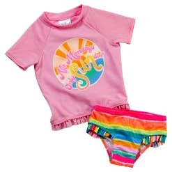 Swimsuits Toddler Girl Shelloha 2pc. Sun Days Rash Guard Swim Set