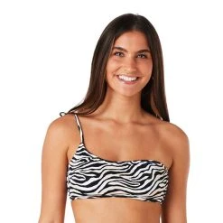Swimsuits Juniors Forever 21 Zebra One Shoulder Tie Bralette Swim Top
