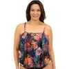 Swimsuits Plus Size Del Raya Flowerfall Blouson Tankini Swim Top -Franco Sarto shop ebc4b081 e796 4970 8425 9cc52dc743c4