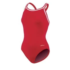 Swimsuits Womens Dolfin® Team Solid DBX Back One Piece Swimsuit - Red