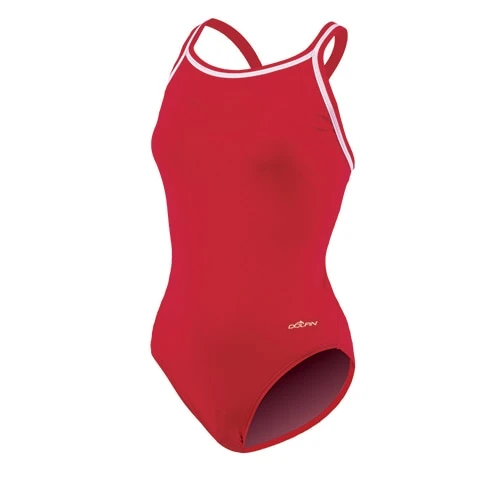 Swimsuits Womens Dolfin® Team Solid DBX Back One Piece Swimsuit - Red 3 Swimsuits Womens Dolfin® Team Solid DBX Back One Piece Swimsuit - Red
